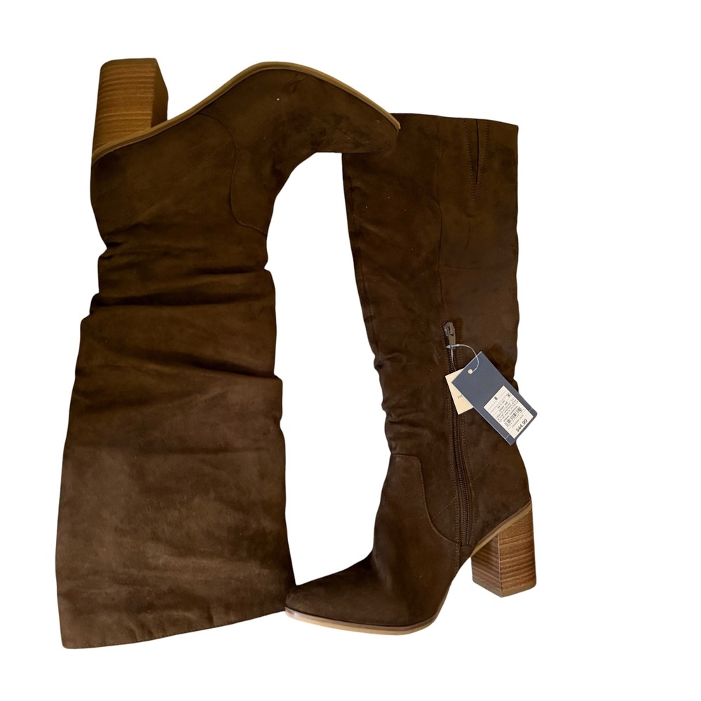 Universal Thread Knee High Boots Women 8 Brown New Suede Slouch Block Heel
